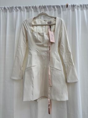 Oh Polly Cream Ribbon Detail Mini Dress